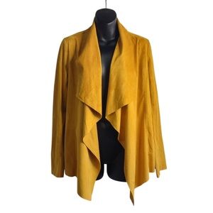 Jules & Leopold Suede Open Front Mustard Draped Blazer